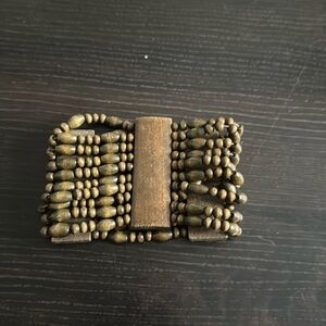 Brown Wood Like Bead Bracelet